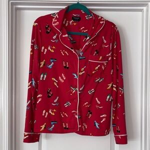 Kate Spade Red Holiday Pajama Top - Shoe Print - Women's Small